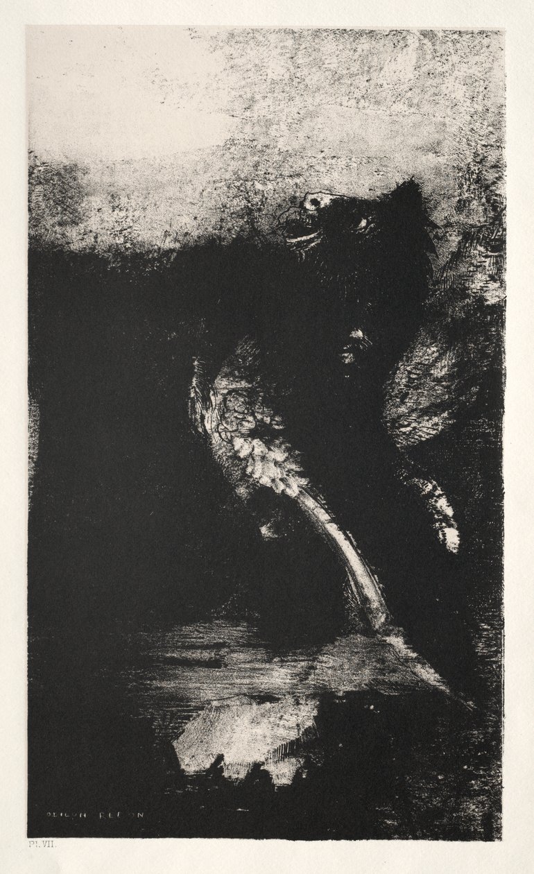 La chimère aux yeux verts se tourne, hurle - Odilon Redon