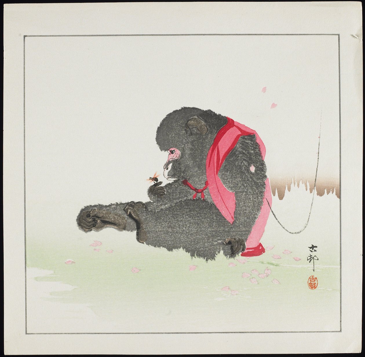 Singe attrapant une abeille, avant 1912 - Ohara Koson