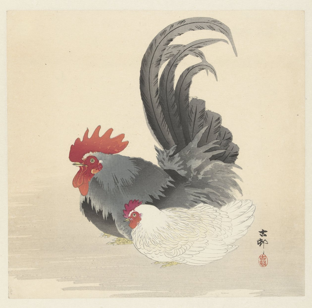 Poulet et coq - Ohara Koson