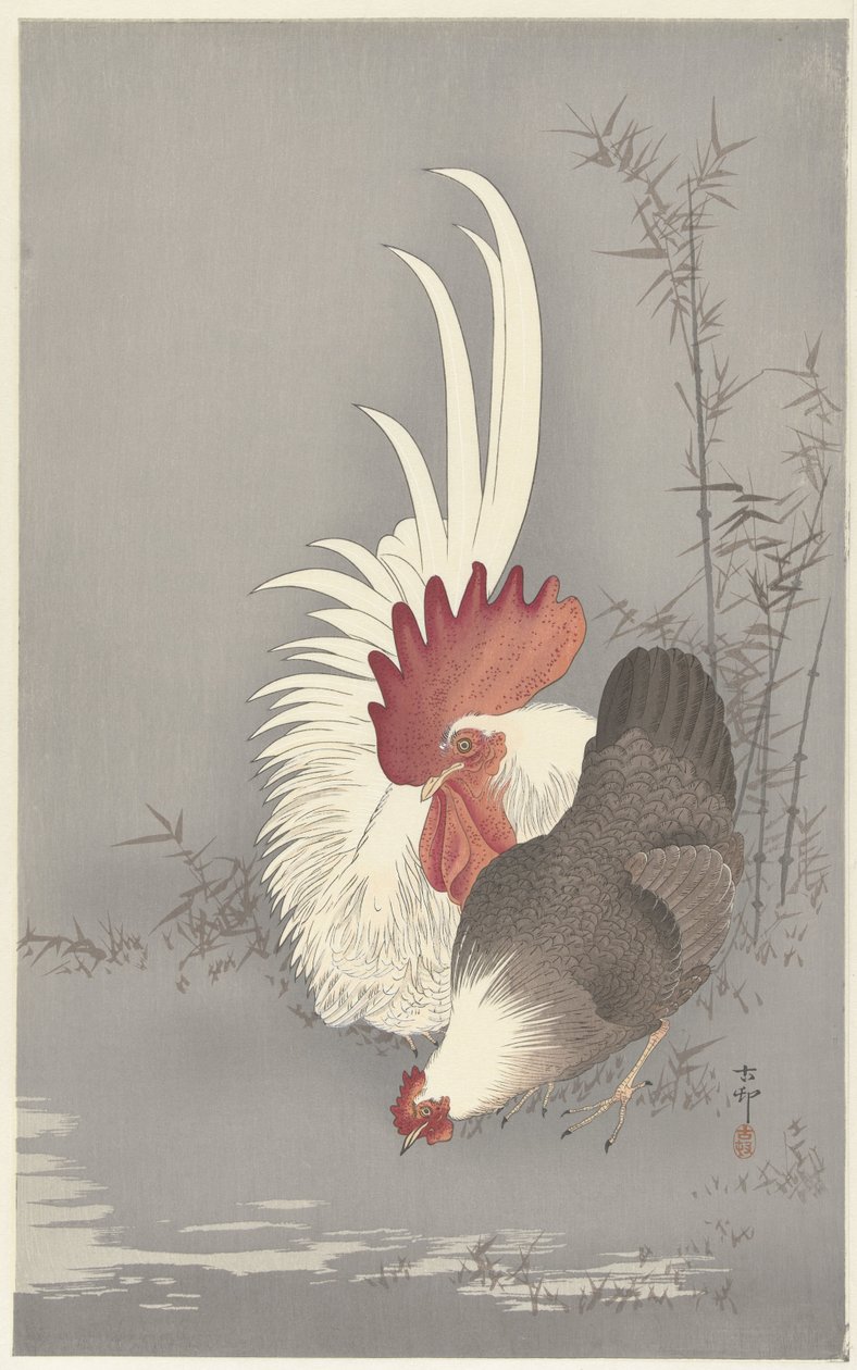 Coq et poule - Ohara Koson