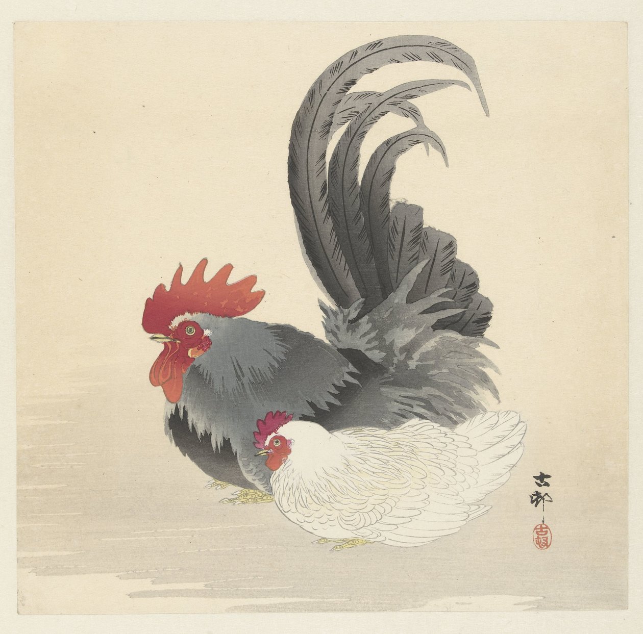 Poulet et coq - Ohara Koson