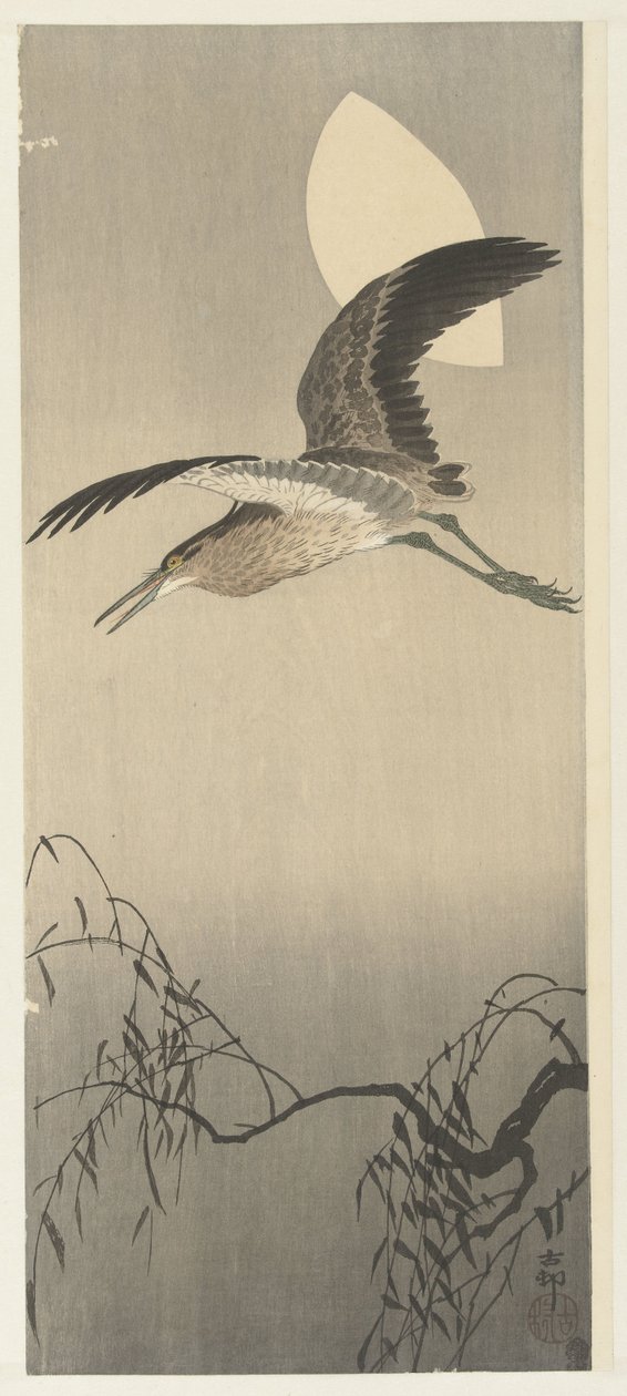 Héron et lune - Ohara Koson