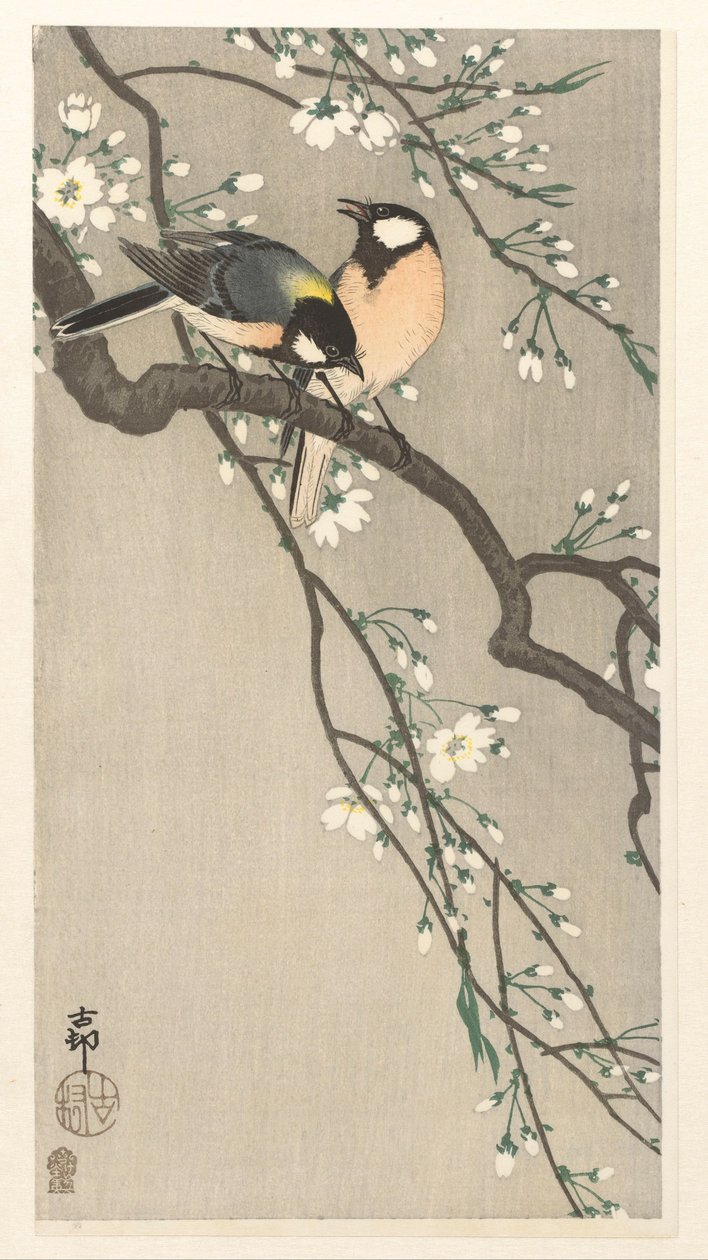 Mésanges sur une branche de cerisier - Ohara Koson