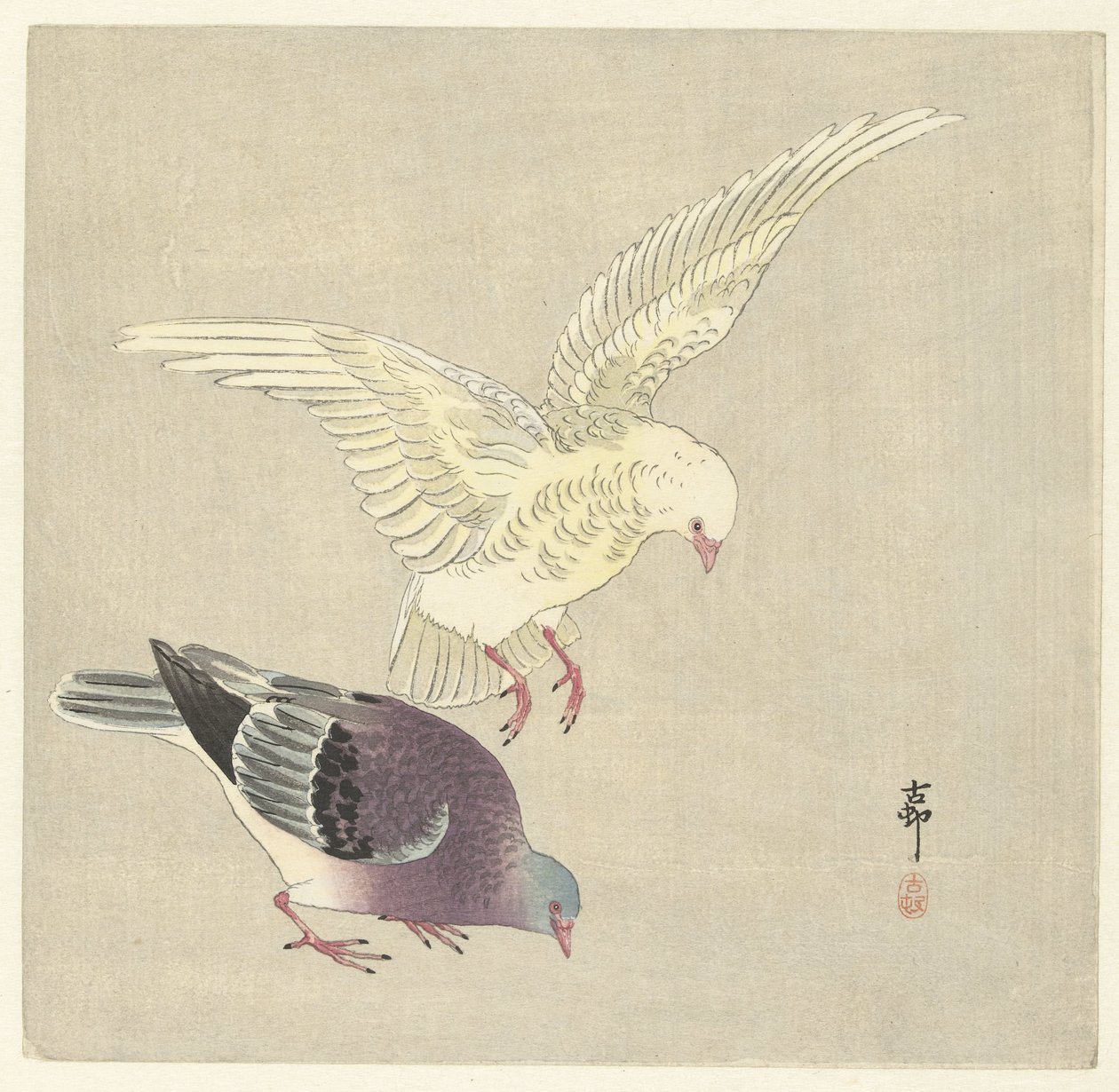 Deux pigeons - Ohara Koson