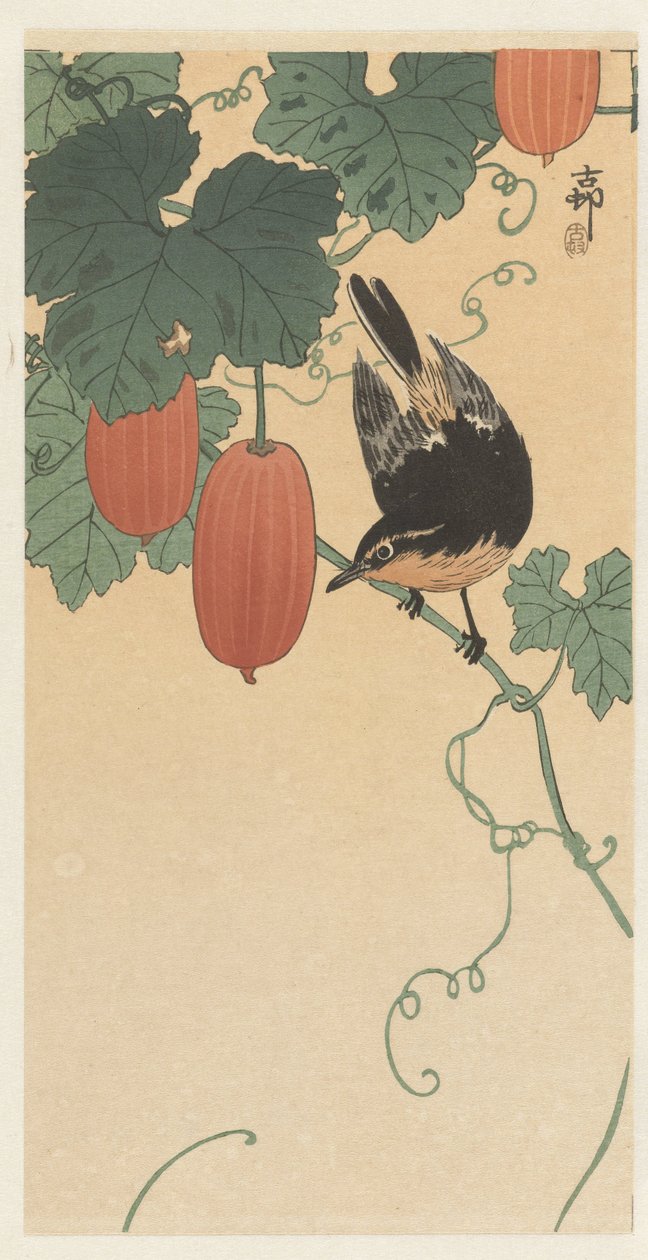 Oiseau et kaki - Ohara Koson