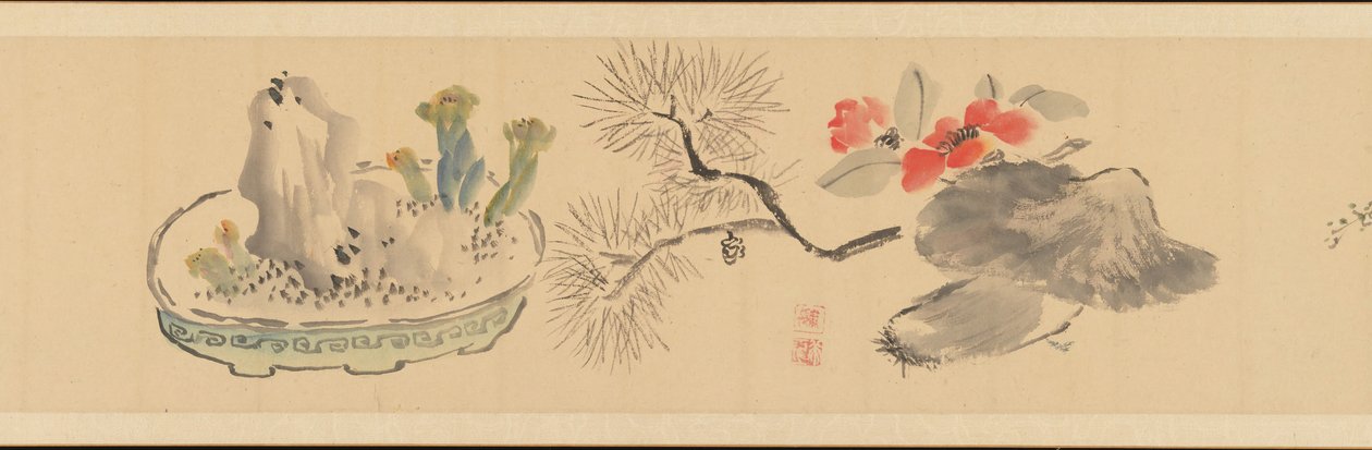 Lettre avec des fleurs - Okada Hanko