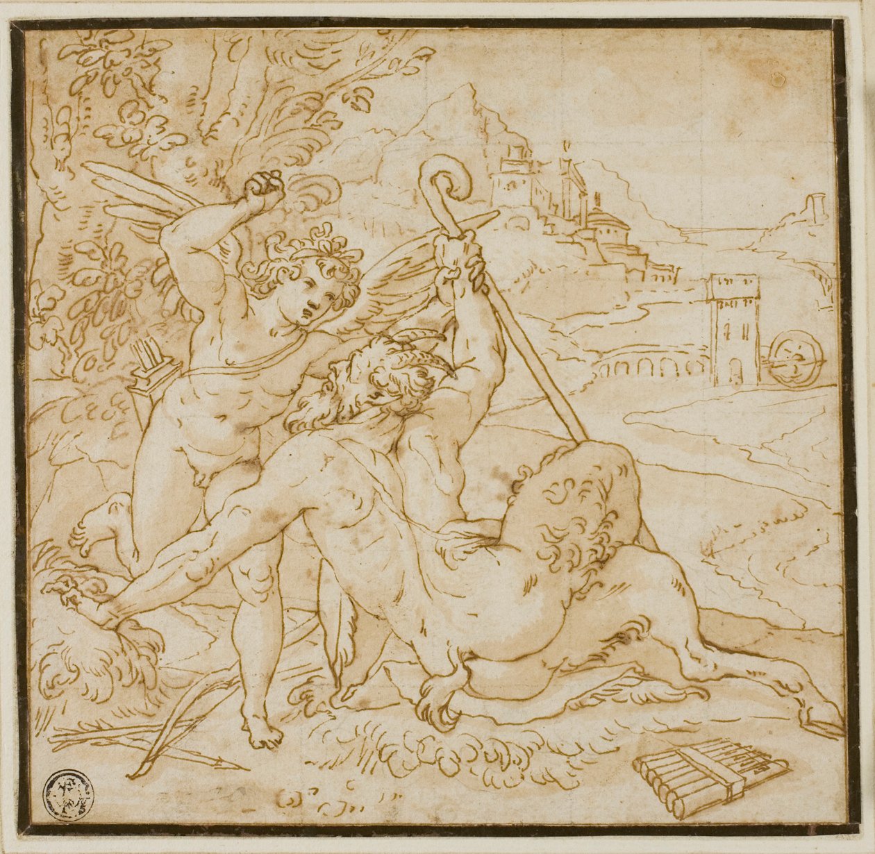 Cupidon surmontant Pan - Orazio Samacchini