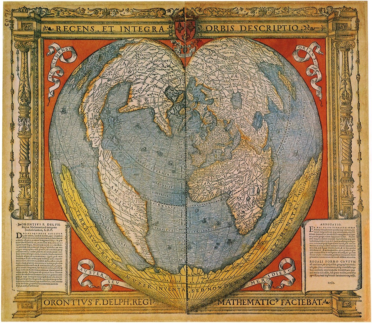 Carte du monde en forme de cœur - Oronce Fine