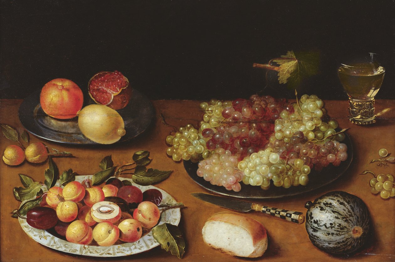 Nature morte avec raisins, grenades et abricots - Osias the Elder Beert