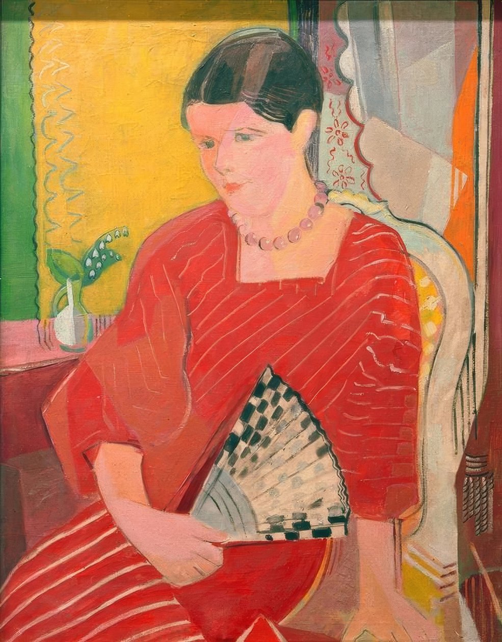 Brigitte en robe rouge - Oskar Moll