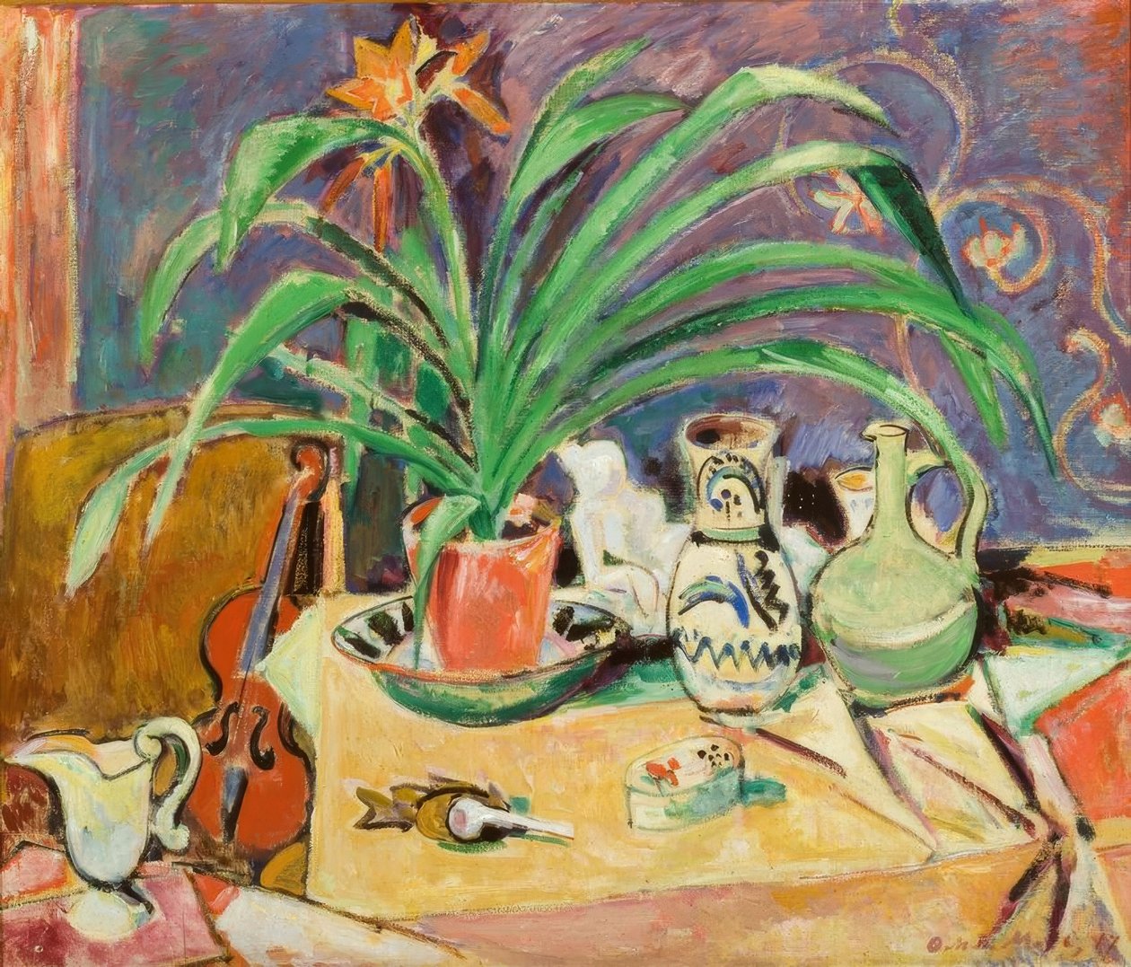 O. Moll, Nature morte avec amaryllis en fleur - Oskar Moll