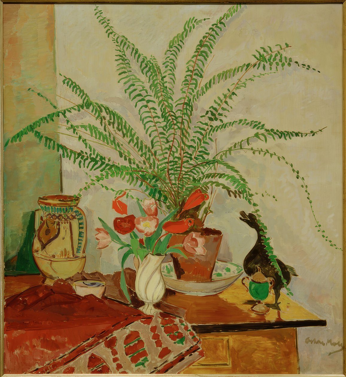 Nature morte avec plante à feuilles - Oskar Moll