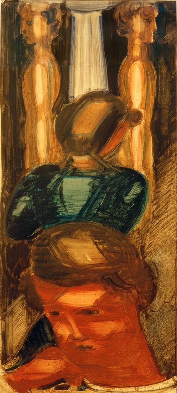 Groupe devant une colonne dorique - Oskar Schlemmer