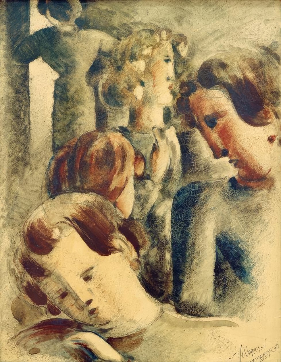 Groupe clair avec blonde en bleu - Oskar Schlemmer