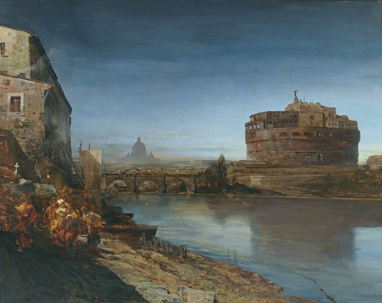 Château Saint-Ange au crépuscule, 1882 - Oswald Achenbach