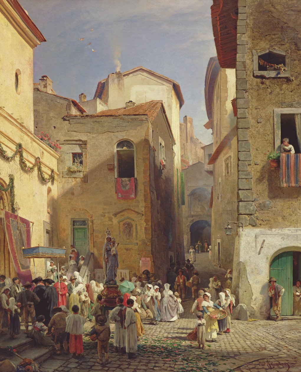 Fête de Notre-Dame à Gennazzano, Campagne romaine, Italie, 1865 - Oswald Achenbach