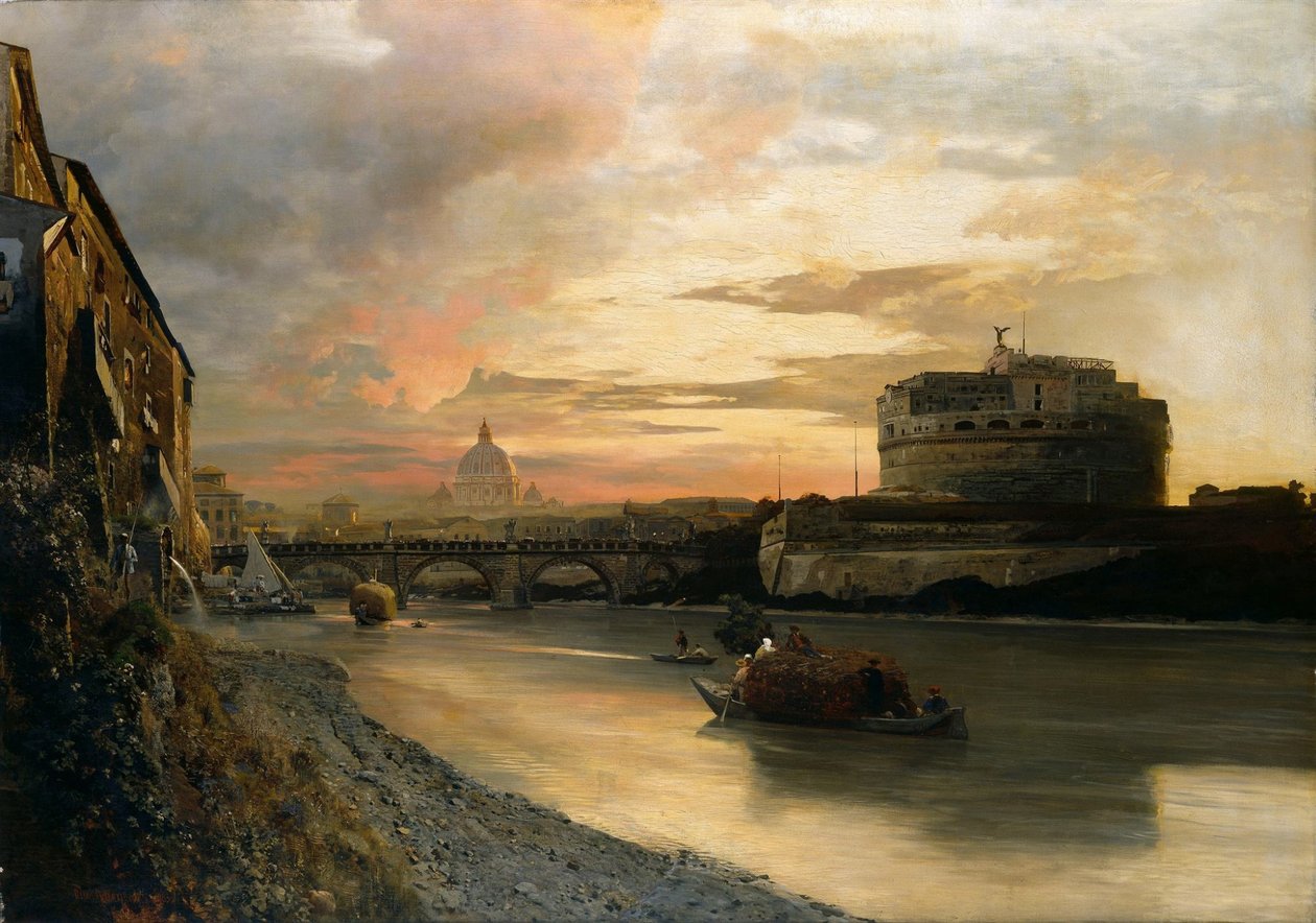 French : Le château Saint-Ange à Rome - Oswald Achenbach