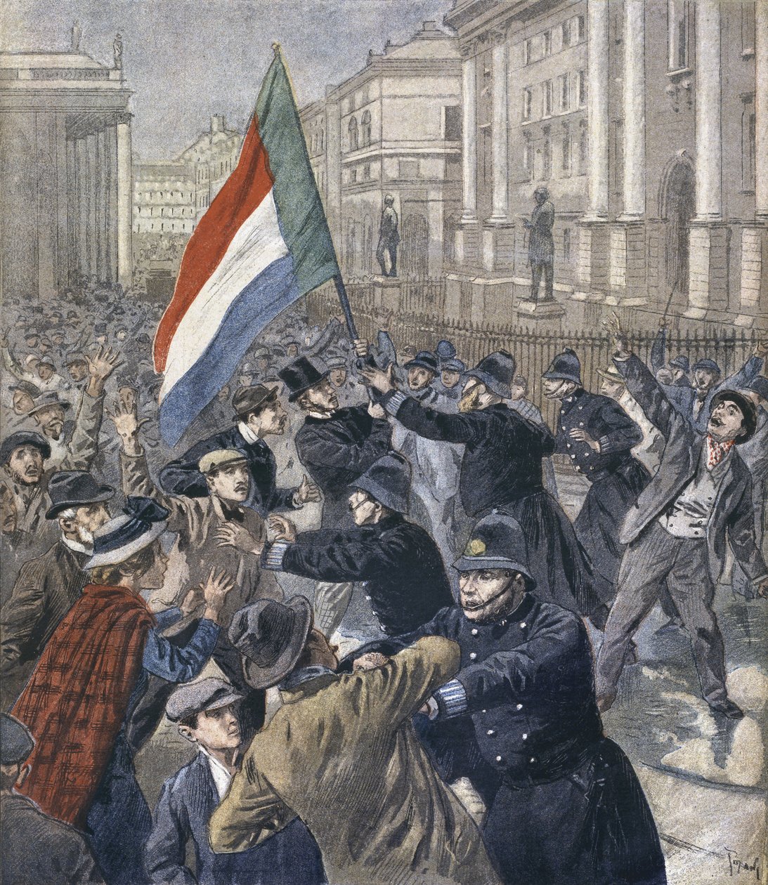 Irlande, manifestation contre Chamberlain, illustration de 
