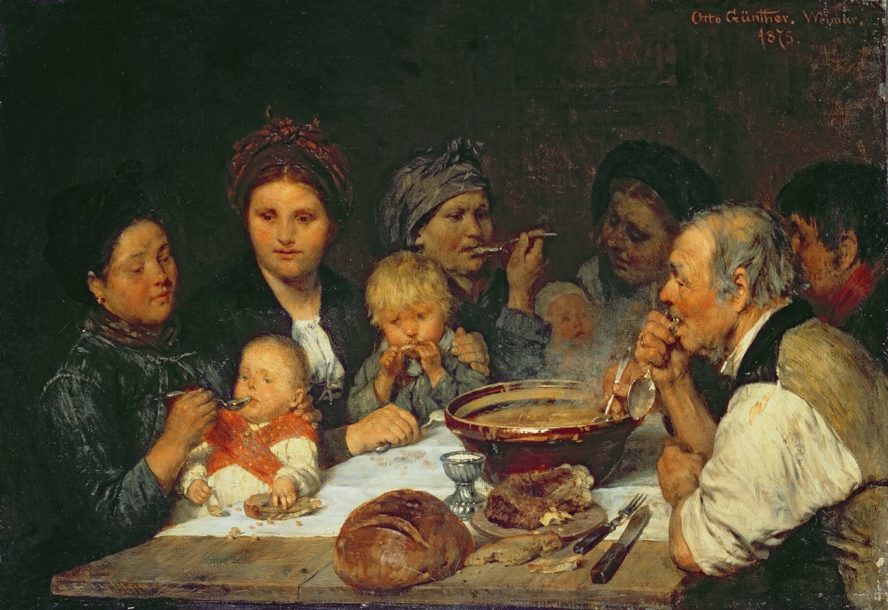 Travailleurs à une table, Thueringen, 1875 - Otto Edmund Guenther