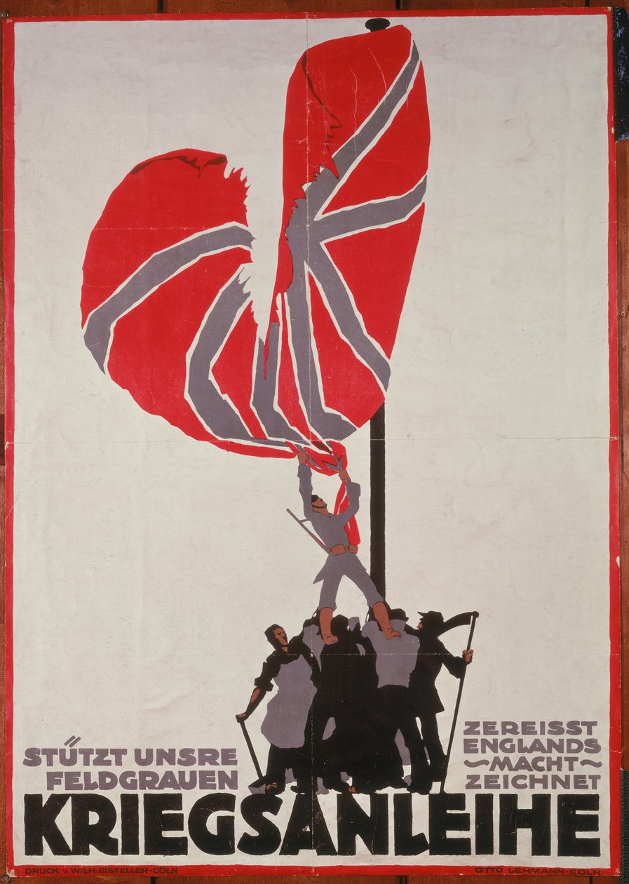 Stutzt Unsre Feldgrauen - Zereisst Englands Nacht Zeichnet Kriegsanliehe, affiche de prêt de guerre allemand, Allemagne, 1914-18 - Otto Lehmann