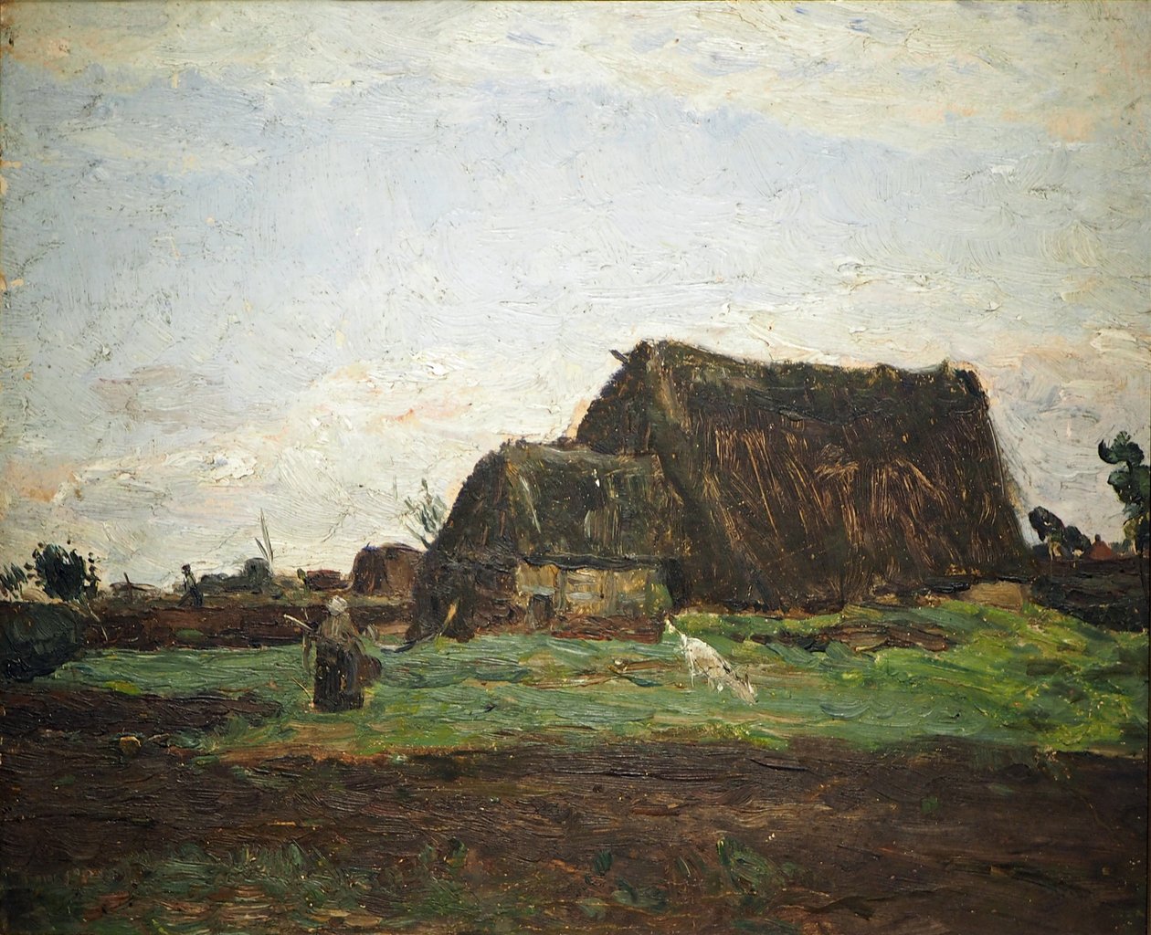 Chaumière avec femme et chèvre - Otto Modersohn