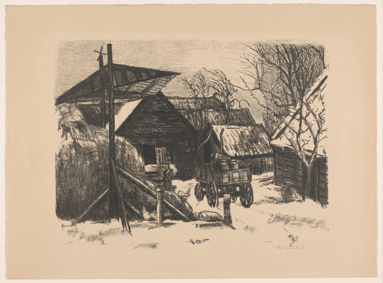 Ferme enneigée - Otto Hanrath (signed by artist)
