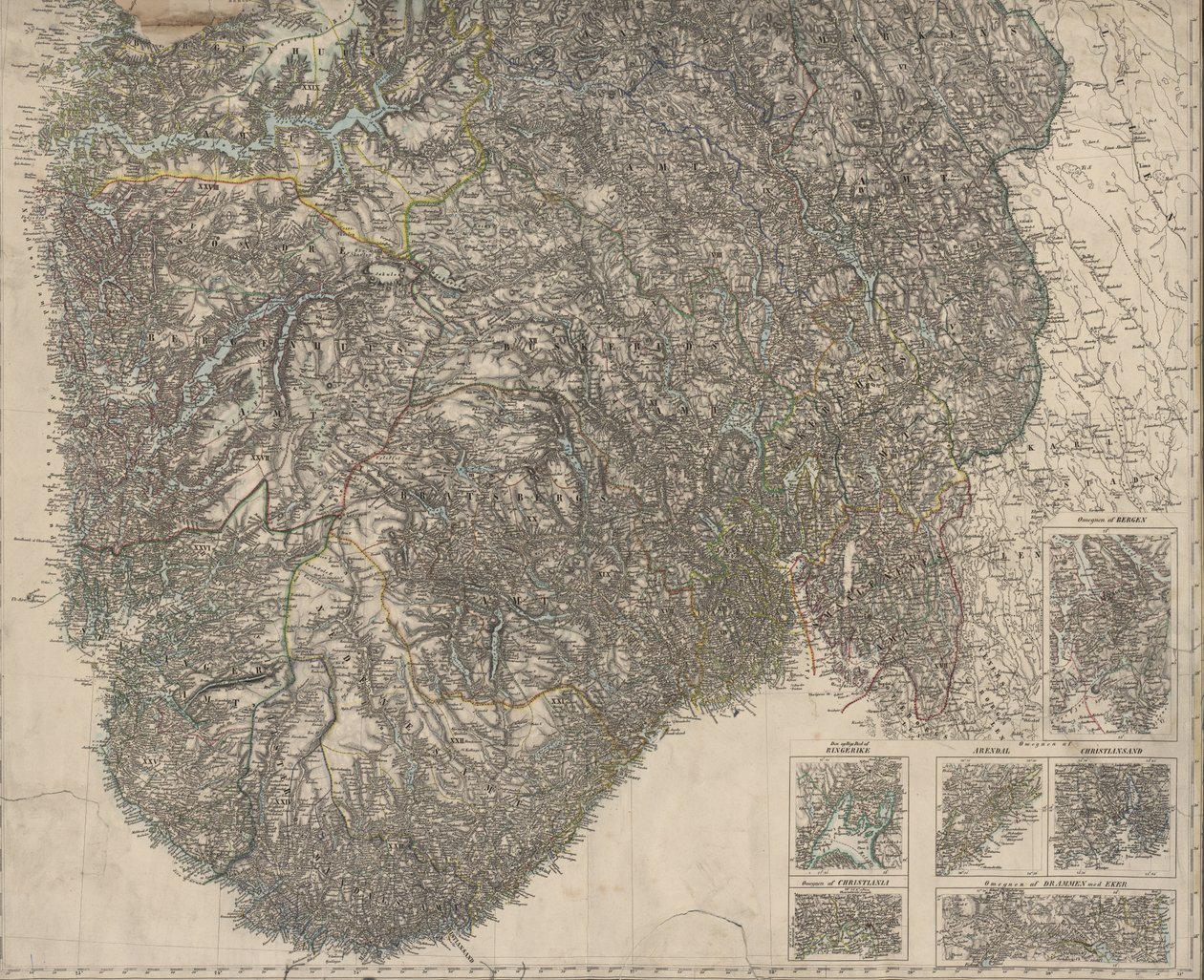 Carte de Sør-Norge (1845) - P.A. Munch