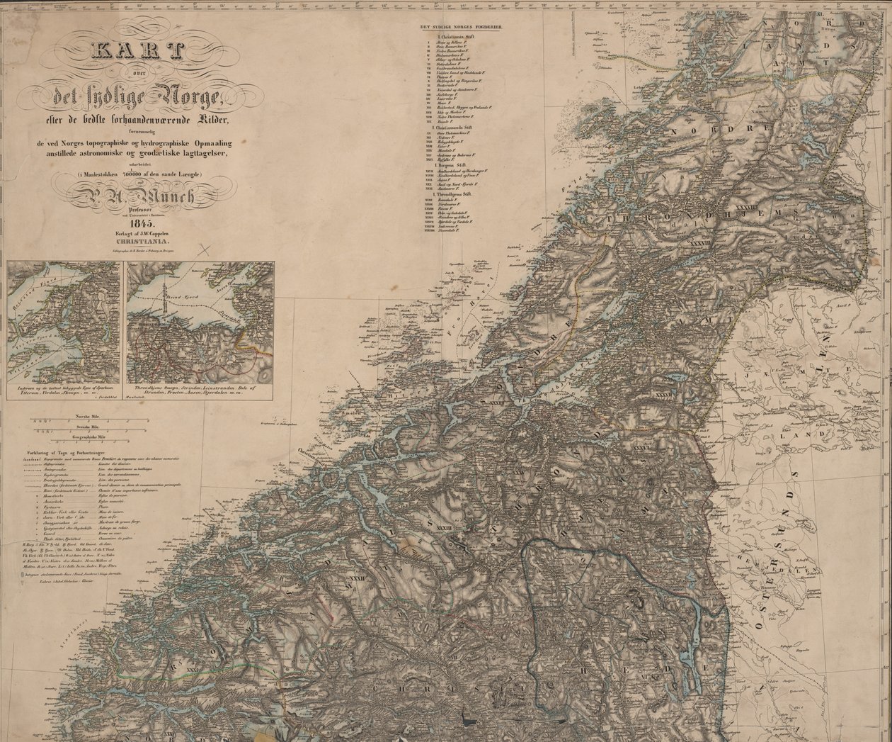Carte de Sør-Norge (1845) - P.A. Munch