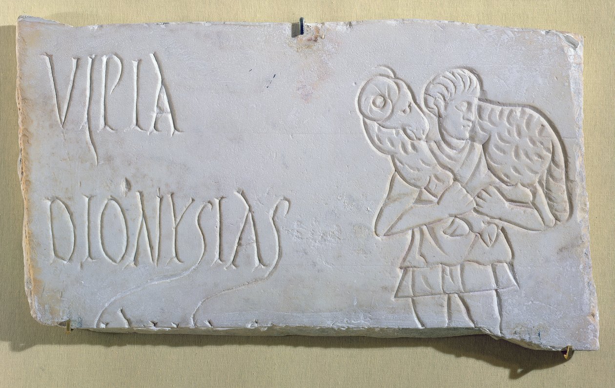 Épitaphe avec un relief du Bon Pasteur, des catacombes de Sousse, 3e-4e siècle - Paleo Christian