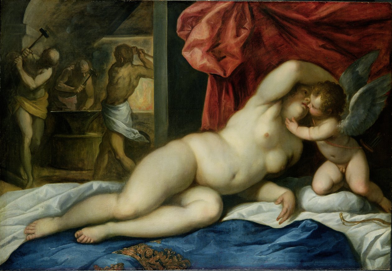Vénus et Amor dans la forge de Vulcain, c.1600 - Palma Il Giovane