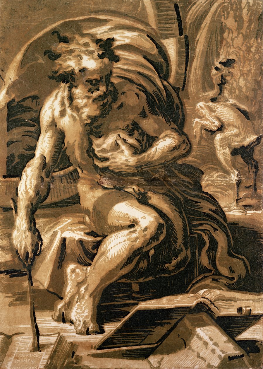 Diogène, gravé par Ugo da Carpi (1470-1532) - Parmigianino