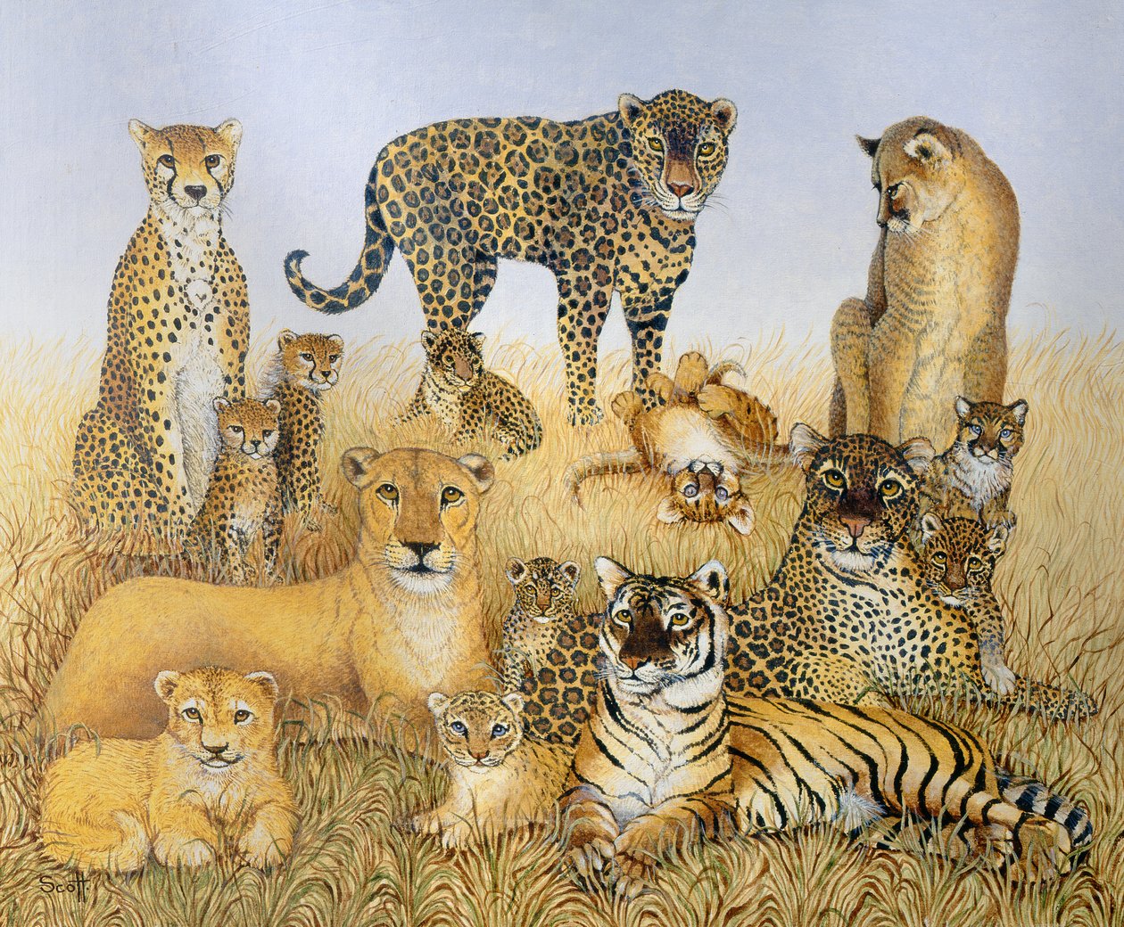 Les grands chats (acrylique sur calicot) - Pat Scott
