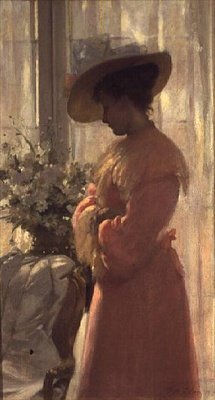 Dame dans un intérieur rose - Patrick William Adam