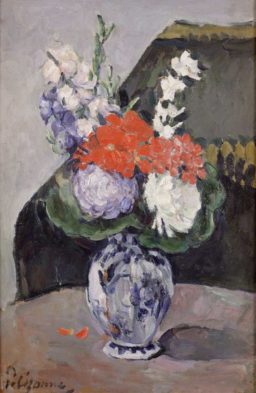 Fleurs dans un petit vase de Delft, c.1873 - Paul Cézanne