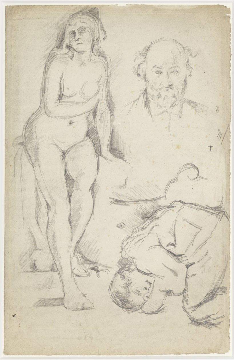 Études de trois figures, y compris un autoportrait - Paul Cézanne