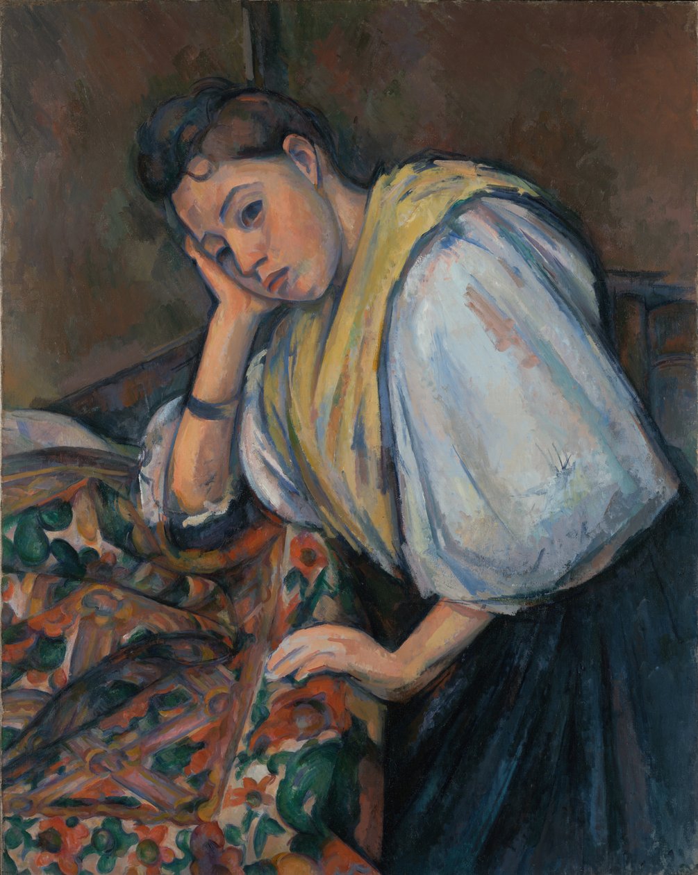 Jeune femme italienne à une table - Paul Cézanne