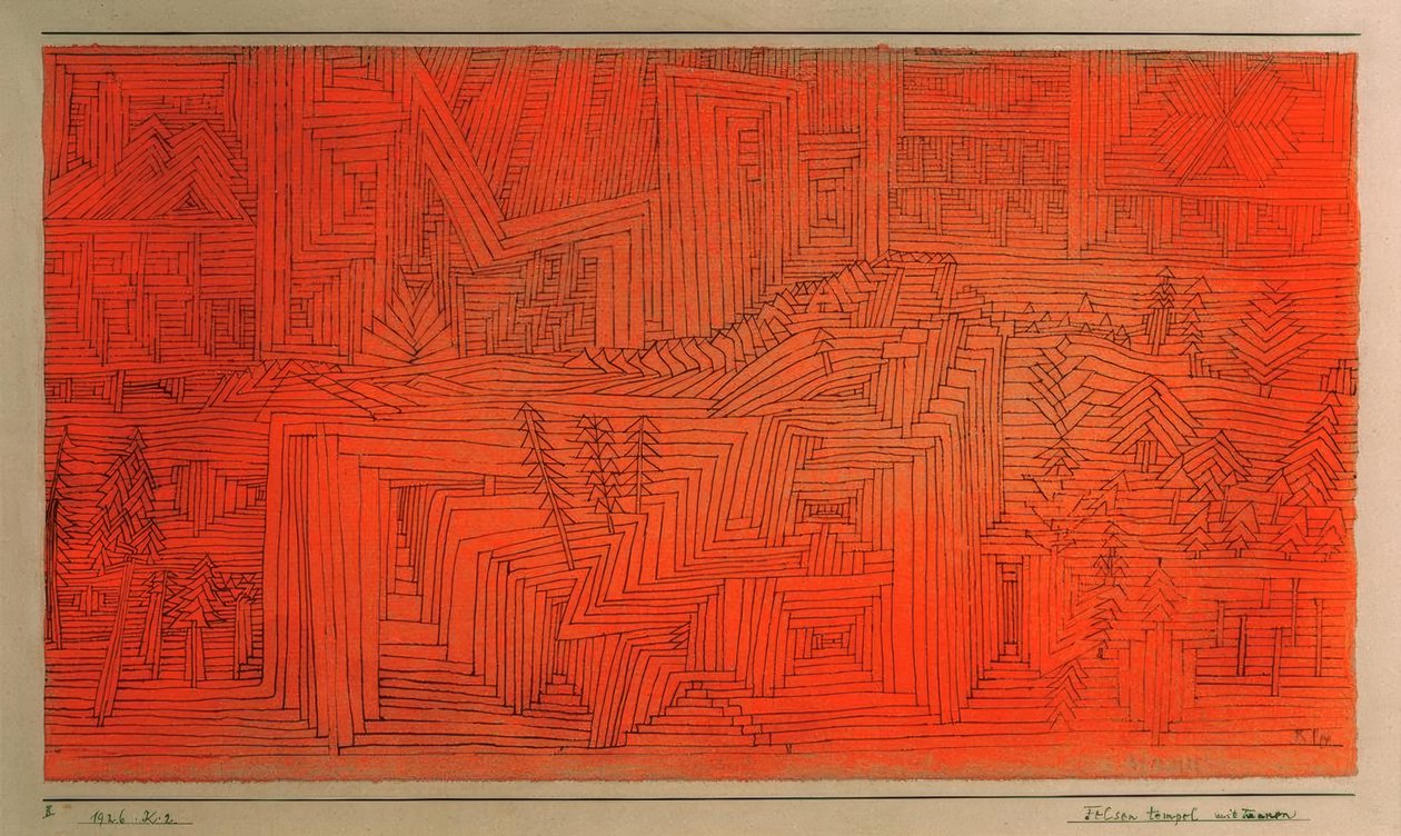 Temple rocheux avec sapins - Paul Klee