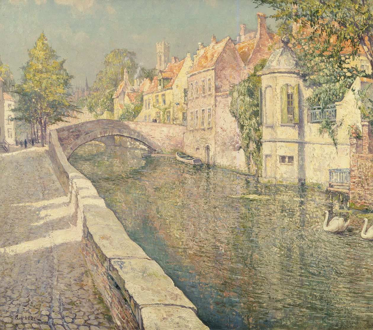 Cygnes sur un Canal, Bruges - Paul Leduc