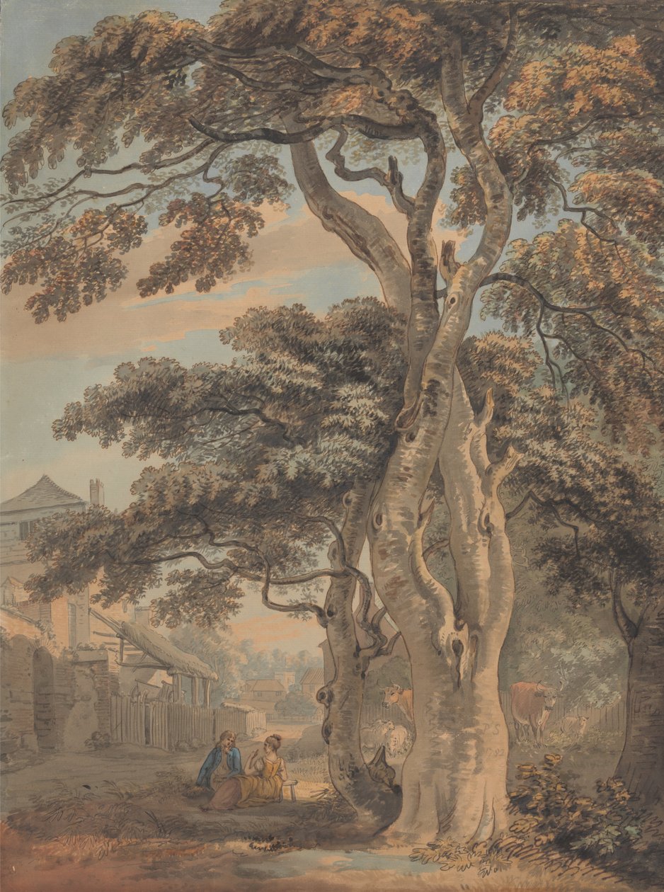 Couple dans une cour de ferme - Paul Sandby