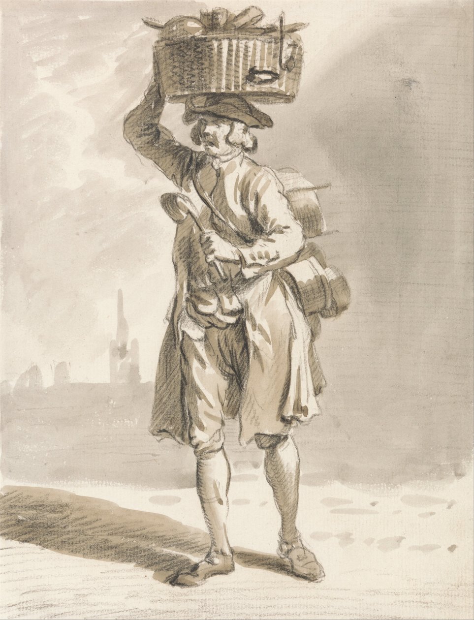 Les cris de Londres - Un homme avec un panier (Homme vendant des pots et des casseroles) - Paul Sandby