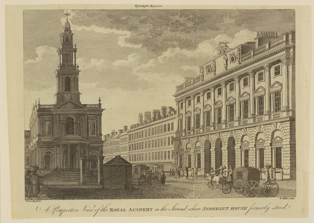 Vue en perspective de la Royal Academy of Arts, gravée par W. Walker, 1795 - Paul Sandby