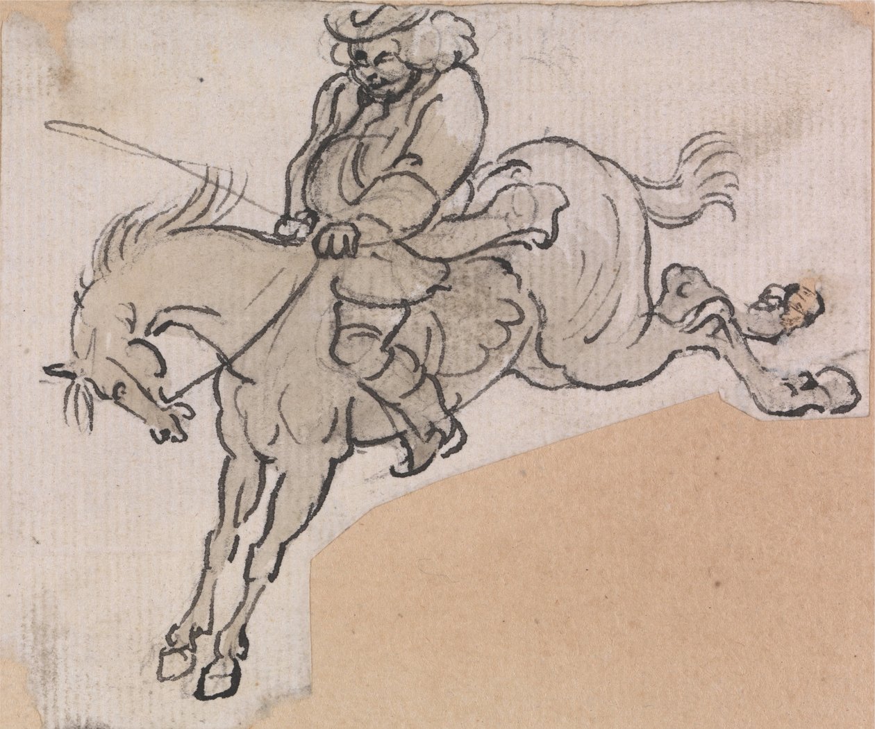 Homme corpulent sur un cheval sauvage - Paul Sandby