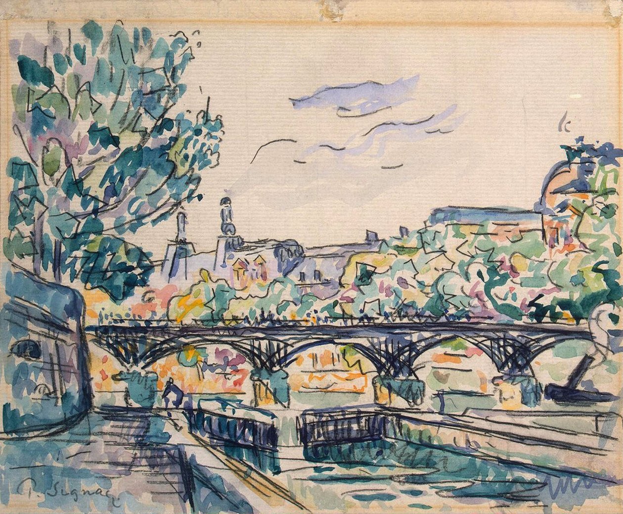 Bord de la Seine près du Pont des Arts, avec vue sur le Louvre - Paul Signac