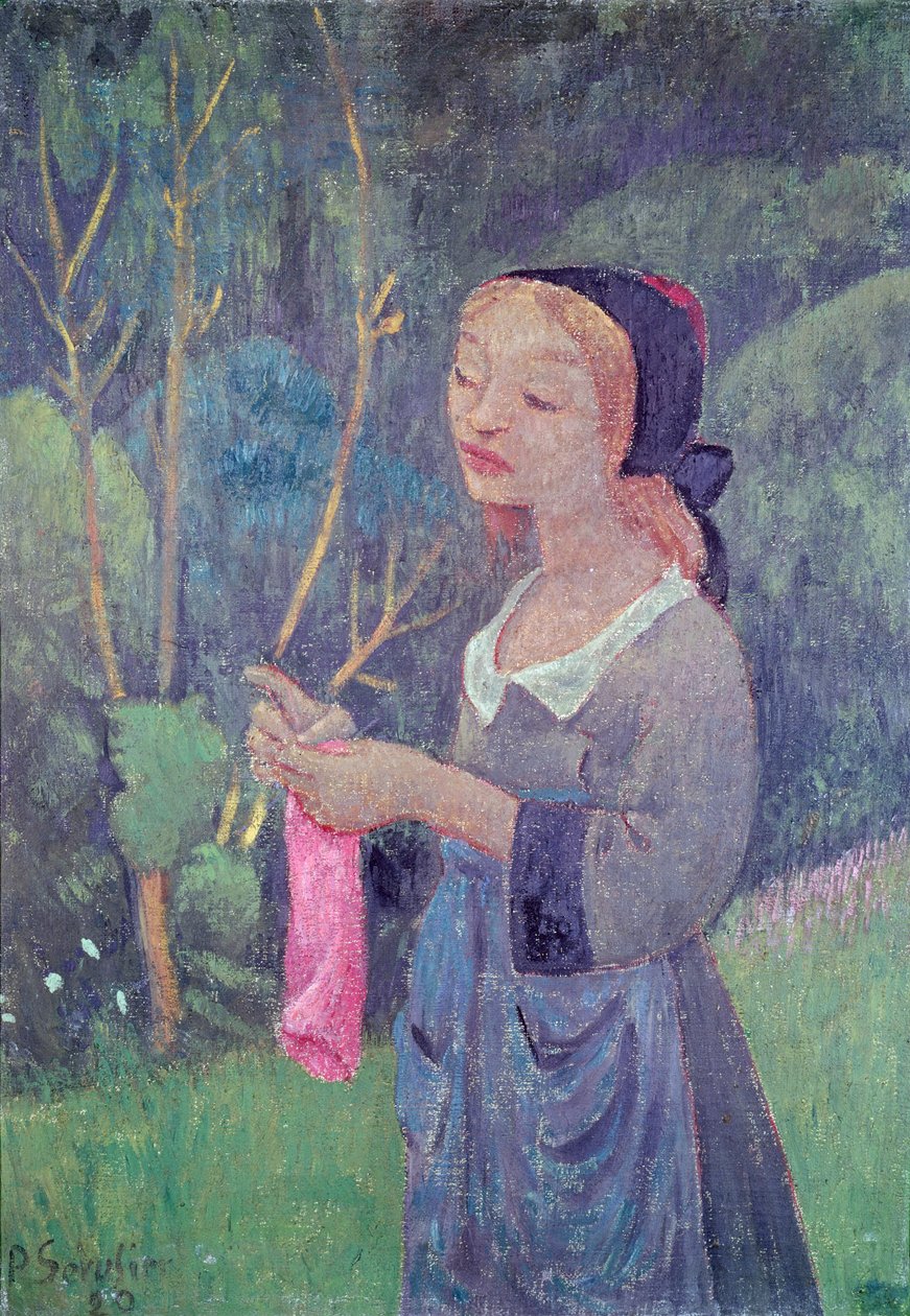 Jeune fille avec un bas rose ou jeune bretonne tricotant, 1920 - Paul Sérusier