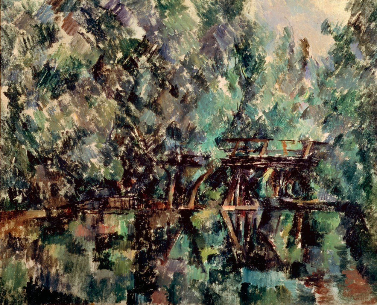 Un pont sur un étang, vers 1898 - Paul Cézanne