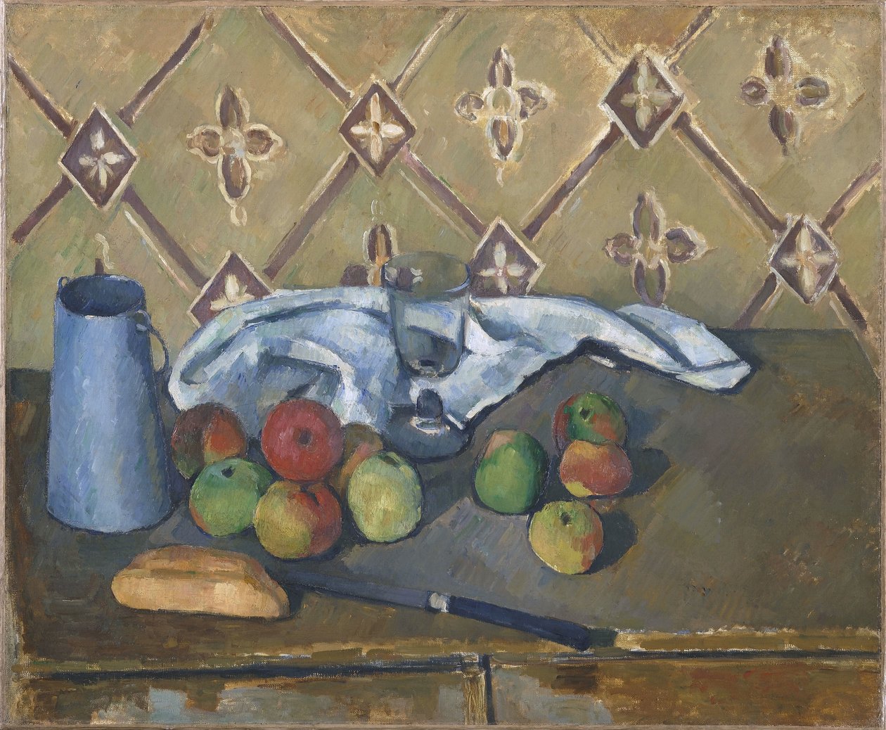 Fruits, serviette et pot à lait - Paul Cézanne