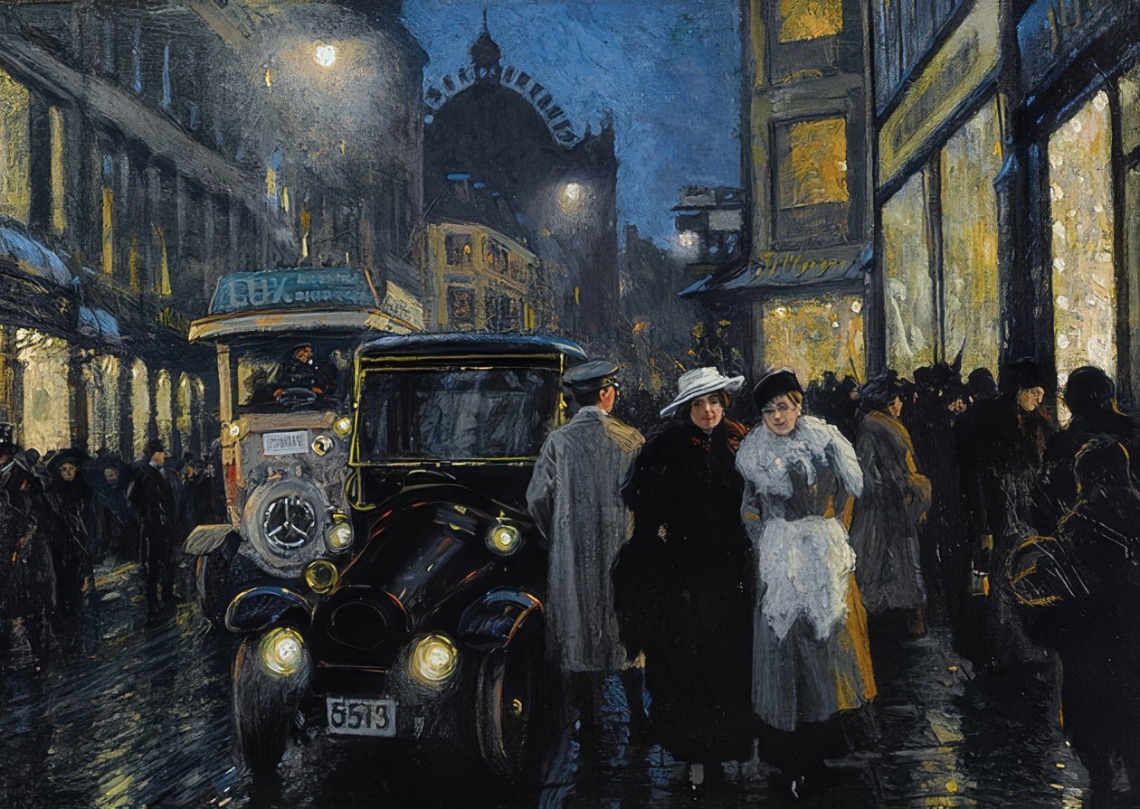 Une promenade du soir sur le boulevard - Paul Fischer
