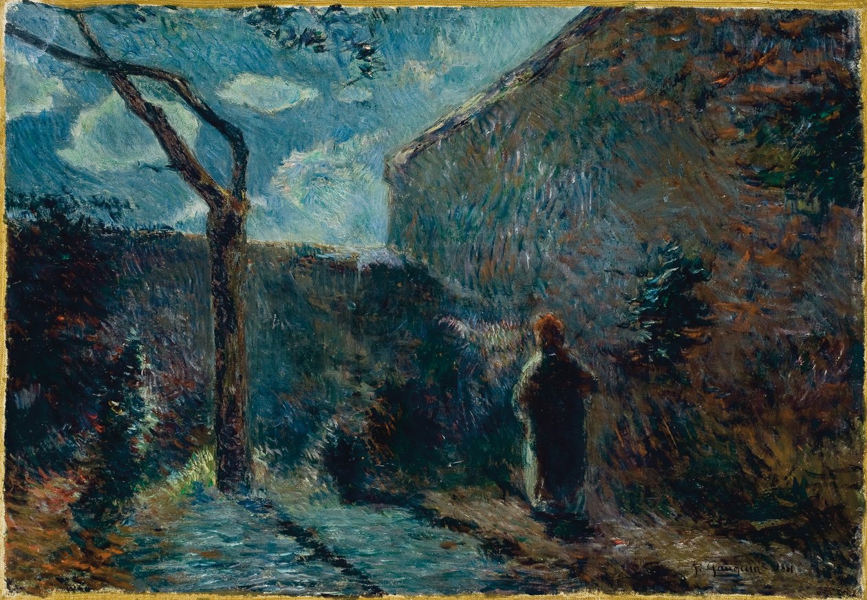 Le long du mur au crépuscule - Paul Gauguin