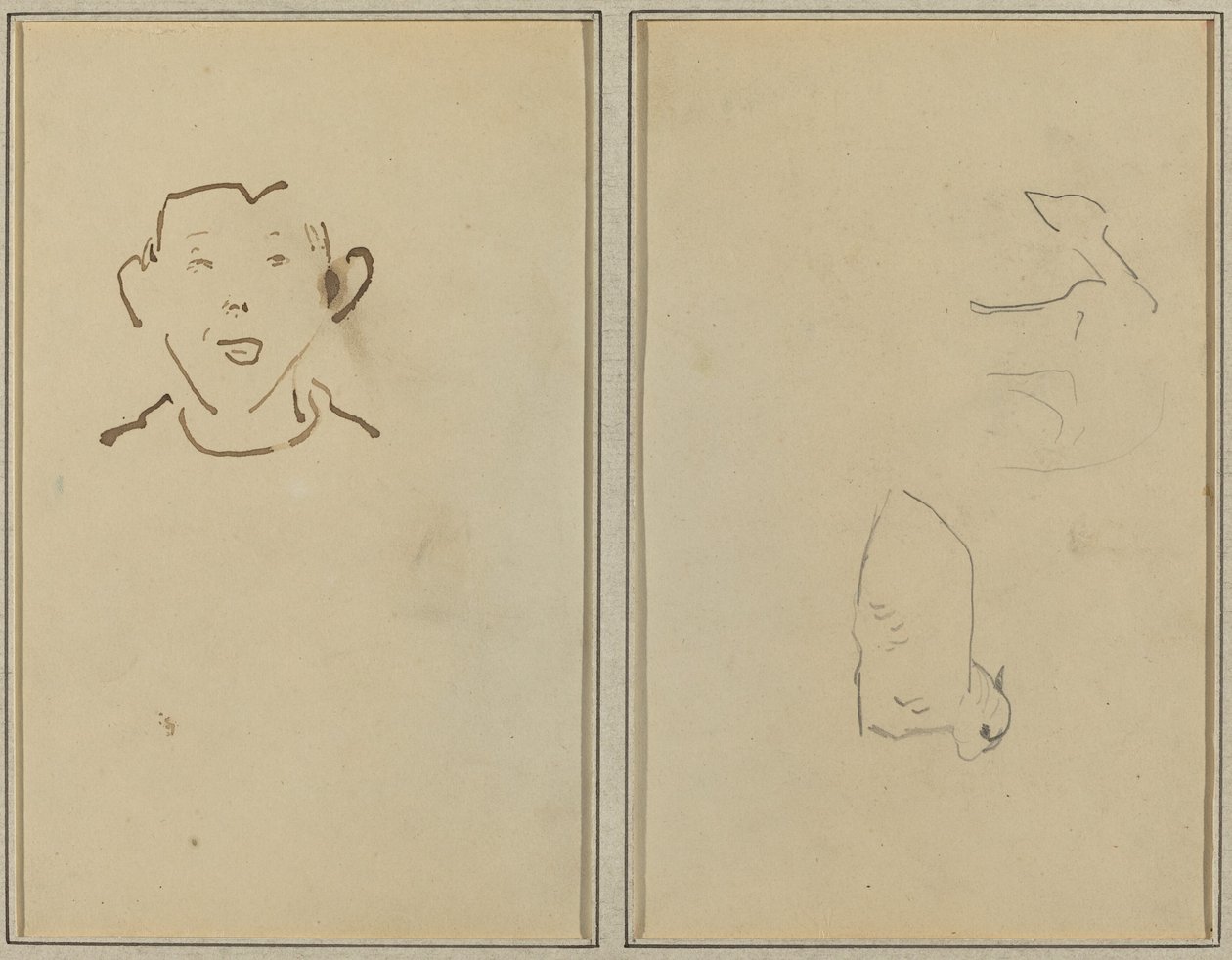 Visage de garçon ; Deux moutons [verso] - Paul Gauguin