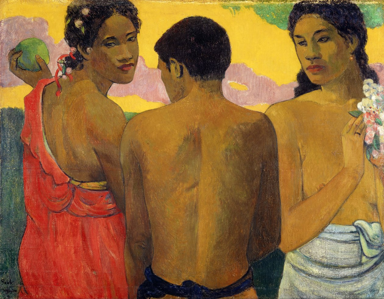 French: Trois Tahitiens, ou Conversation Three Tahitians - Paul Gauguin
